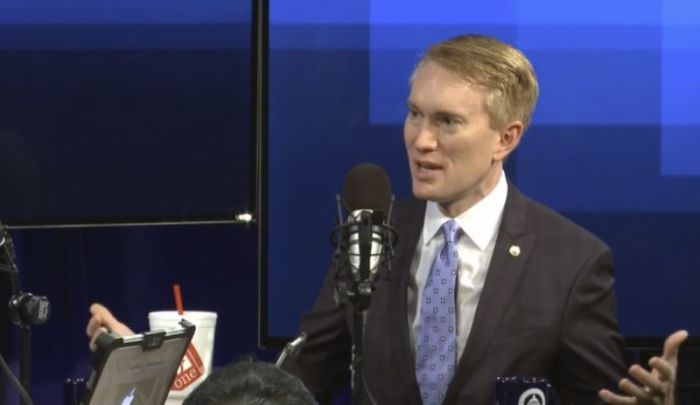 Sen. James Lankford, R-Okla, speaks during a live broadcast of Tony Perkins 'Washington Watch' radio program at the Family Research Council headquarters in Washington, D.C. on Jan. 16, 2018.