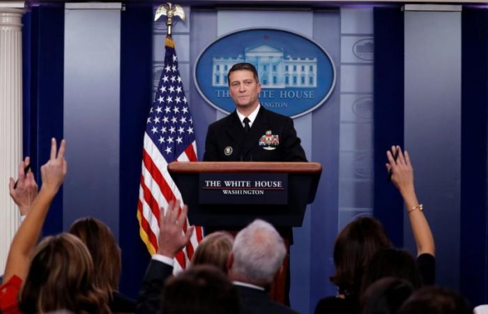 White House, Presidential physician Ronny Jackson answers question about U.S. President Donald Trump's health after the president's annual physical during the daily briefing at the White House in Washington, D.C., January 16, 2018.