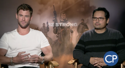 Chris Hemsworth and Michael Pena discuss their new film '12 Strong' during press junket in Los Angeles, California, Jan, 5 2018.