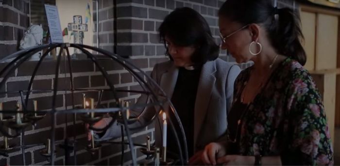 Annahita Parsan (L), minister in the Church of Sweden, in a video posted on April 28, 2017.
