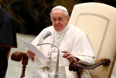 Pope Francis leads his Wednesday general audience at Paul VI auditorium hall in Vatican City February 8, 2017.