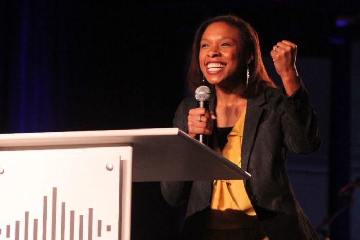Trillia Newbell, the director of community outreach for the Southern Baptist Convention's Ethics & Religious Liberty Commission, speaks at the 2018 Evangelicals for Life conference hosted at the J.W. Marriott in Washington, D.C. on Jan. 19, 2018.