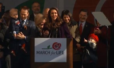 U.S. Representative Jaime Herrera Beutler of Washington State, speaking at the March for Life with her family on Friday, January 19, 2018.