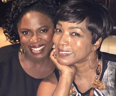 Sope Aluko (L) pictured with Angela Bassett (R) star in the upcoming 'Black Panther' film which premieres on February 16, 2018.