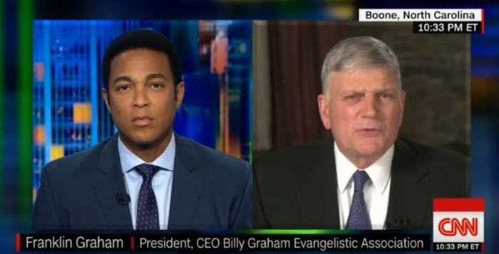 CNN anchor Don Lemon debates the Reverend Franklin Graham over the moral character of President Donald Trump.