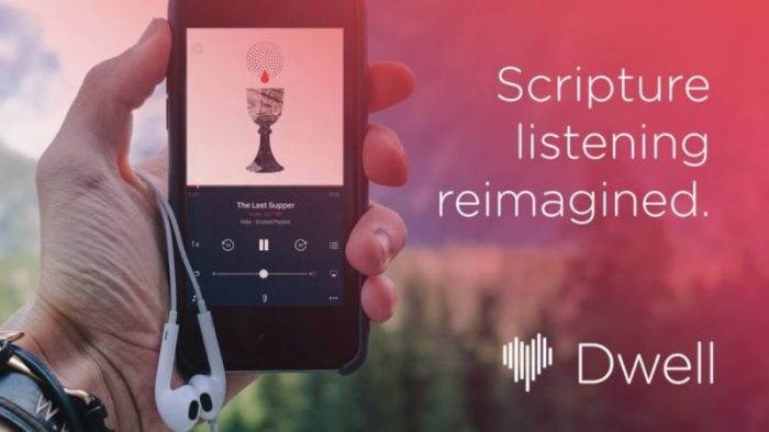 Dwell Scripture Listening App ad on social media.