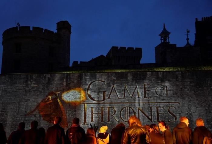 Fans wait for guests to arrive at the world premiere of the television fantasy drama 'Game of Thrones' series 5, at The Tower of London, in London, Britain March 18, 2015.