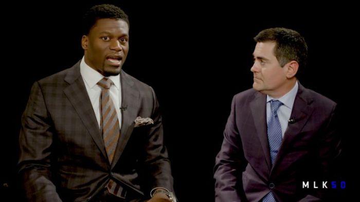 Benjamin Watson (L) and Russell Moore discuss race and MLK50 in a video published on January 31, 2018.