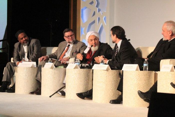 Shaykh Abdallah Bin Bayyah speaks during a panel discussion after the unveiling of The Washington Declaration at the Marriott Marquis in Washington, D.C. on February 7, 2018.