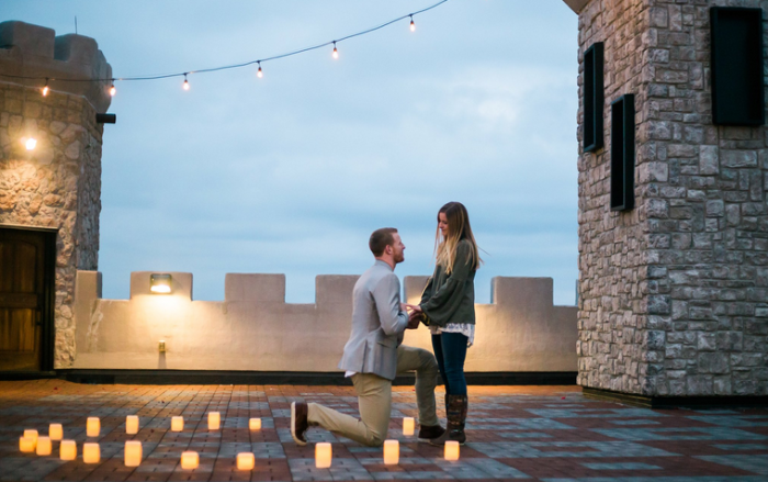 Carson Wentz proposed to girlfriend Maddie Oberg at The Castle Post in Versailles, Kentucky.