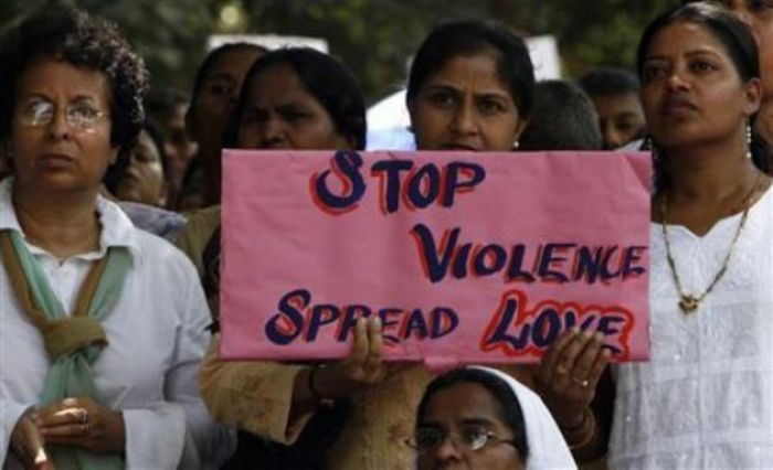 Christians attend a protest against the killings of Christians in Orissa, in New Delhi August 29, 2008.