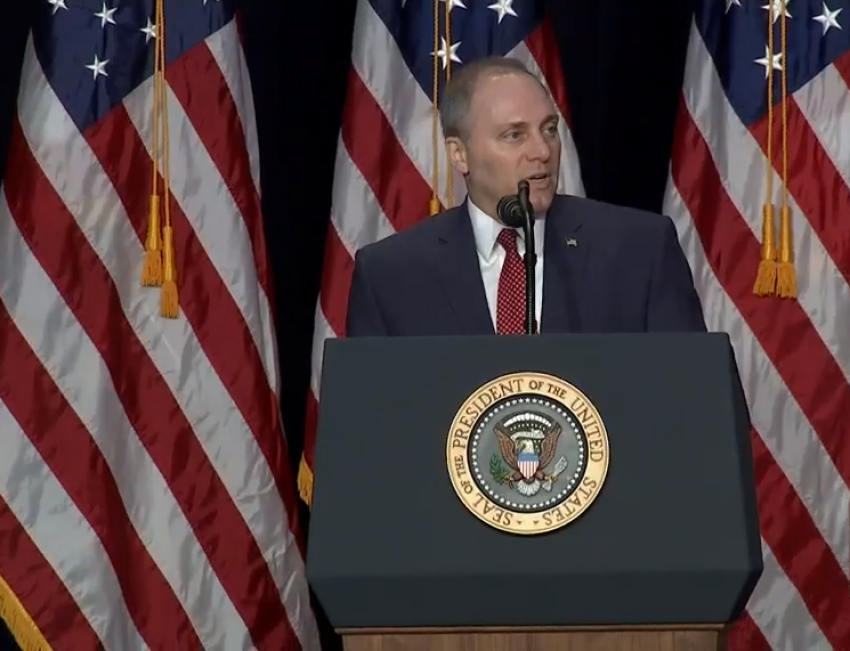 Republican Rep. Steve Scalise speaks at the National Prayer Breakfast in Washington, D.C., on February 8, 2018.