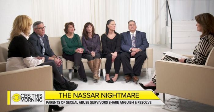Parents of Larry Nassar sexual abuse victims in 'CBS This Morning' interview on February 8, 2018.