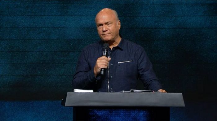 Greg Laurie of Harvest Ministries in California preaching in a sermon on February 4, 2018.
