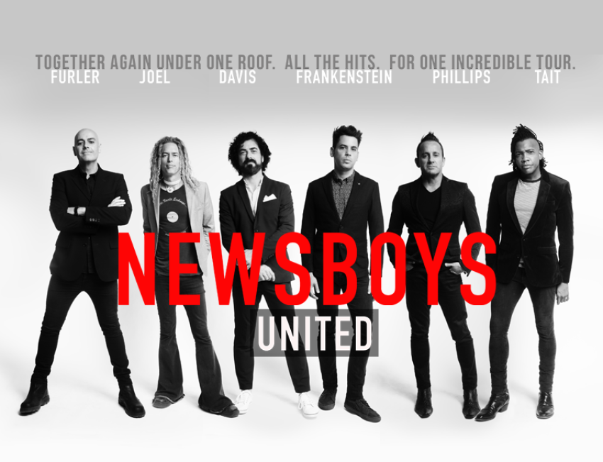 Newsboys welcome back to the stage former bandmates Peter Furler and Phil Joel for the "Newsboys United Tour, 2018.