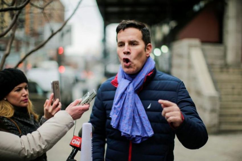 Chilean victim of clerical sexual abuse Juan Cruz speaks with media after meeting with investigator, Archbishop Charles Scicluna of Malta in New York City, New York, U.S., February 17, 2018.
