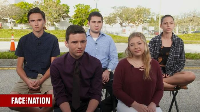 Students from Marjory Stoneman Douglas High School in Parkland, Florida, speak on CBS News' 'Face The Nation' on February 18, 2018.