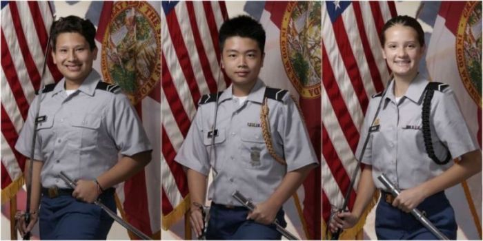 Slain JROTC cadets (from L-R), Martin Duque, 14; Peter Wang, 15 and Alaina Petty.