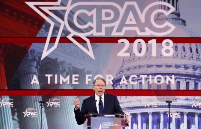 NRA Executive Vice President and CEO Wayne LaPierre speaks at the Conservative Political Action Conference (CPAC) at National Harbor, Maryland, U.S., February 22, 2018.