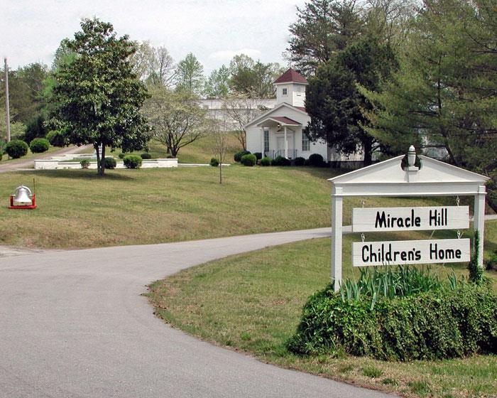 A sign for the Miracle Hill Children's Home in Pickens, South Carolina.