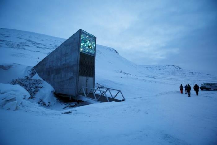 The entrance to the international gene bank Svalbard Global Seed Vault in Norway, pictured February 29, 2016.