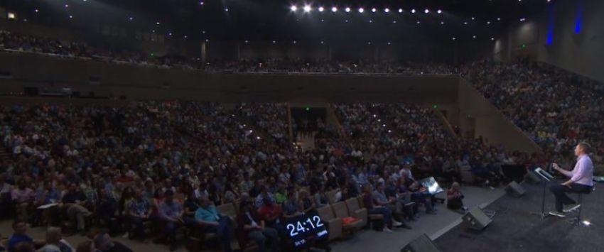 Andy Stanley, senior pastor of North Point Community Church and founder of North Point Ministries, giving remarks at the Exponential Conference in Orlando, Florida on Tuesday, February, 27, 2018.