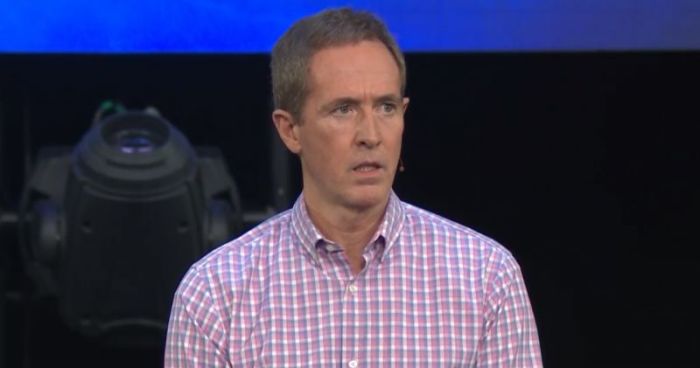 Andy Stanley, senior pastor of North Point Community Church and founder of North Point Ministries, giving remarks at the Exponential Conference in Orlando, Florida on Tuesday, February 27, 2018.