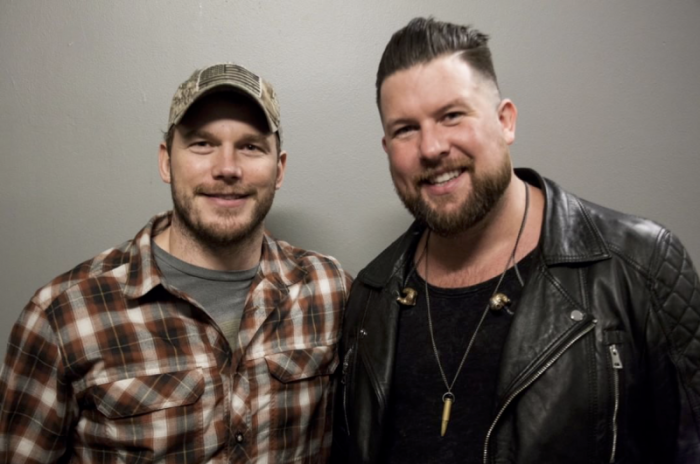Chris Pratt and Zach Williams pose backstage at California concert, March 4, 2018.