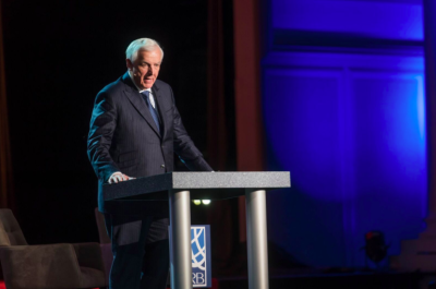 Pastor David Jeremiah speaks at a special session celebrating the 70th anniversary of the modern state of Israel at Proclaim 18, the National Religious Broadcasters' (NRB) International Christian Media Convention in Nashville, Tennessee, on March 1, 2018.