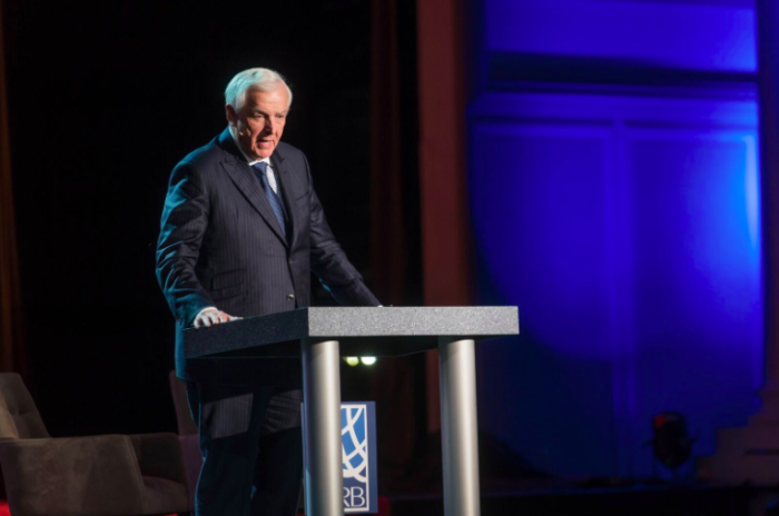 Pastor David Jeremiah speaks at a special session celebrating the 70th anniversary of the modern state of Israel at Proclaim 18, the National Religious Broadcasters International Christian Media Convention in Nashville, Tennessee, on March 1, 2018.