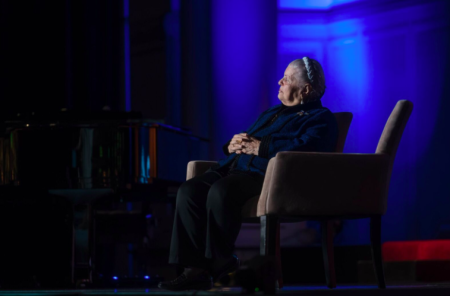 Holocaust survivor Luna Fuss-Kaufman speaks at NRB in Nashville, Tennessee, on March 1, 2018.