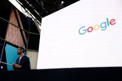 Google CEO Sundar Pichai delivers his keynote address during the Google I/O 2016 developers conference in Mountain View, California, U.S. May 18, 2016.