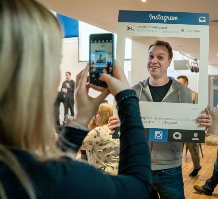 Instagram photo booth at the Digital Labs event on February 23, 2018 in London.