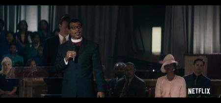 Chiwetel Ejiofor as preacher Carlton Pearson in the Netflix film "Come Sunday," scheduled for release on April 13, 2018.