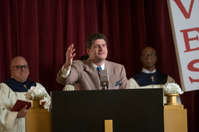 Billy Graham is played by his grandson, Will Graham, in 'Unbroken: Path to Redemption,' in theaters October 5, 2018.