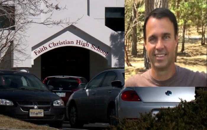 Gregg Tucker (inset) former teacher at Faith Christian Academy in Denver, Colorado, says he was fired for speaking out against racism at the school.