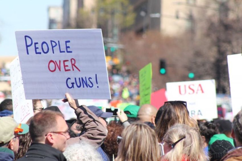 Demonstrators participate in the "March for Our Lives" rally in Washington, D.C. on March 24, 2018.