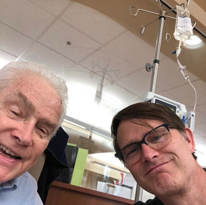 Luis Palau (L) gives fans an update on his cancer diagnosis, March 28, 2018.