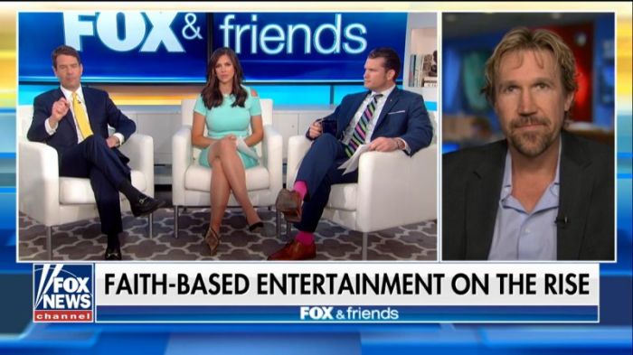 'God's Not Dead 3' actor and filmmaker David A.R. White (R) in an interview with 'Fox & Friends' on April 1, 2018.