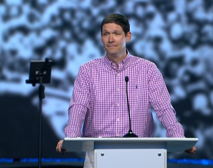 Matt Chandler, Pastor of The Village Church in Highland Village, Texas, speaks at the 'MLK50: Gospel Reflections from the Mountaintop' in Memphis, Tennessee, on Wednesday, April 4, 2018.