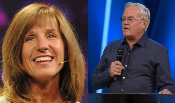 Nancy Beach (L) Willow Creek Community Church's first female teaching pastor and Bill Hybels (R), the church's founder.