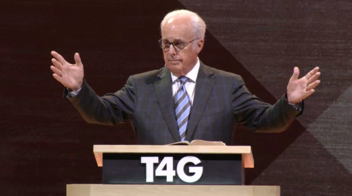 John MacArthur speaks at the annual Together for the Gospel (T4G) conference in in Louisville, Kentucky.
