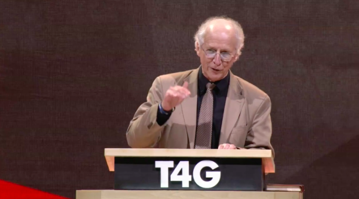 John Piper speaks at the 2018 Together for the Gospel conference in Louisville, Kentucky.