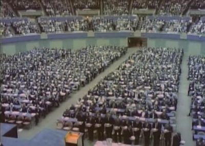 A communion service is held at the 'Uniting Conference' in Dallas, Texas, in 1968. The conference resulted in The United Methodist Church's creation when the Methodist Church and the Evangelical United Brethren Church agreed to merge.