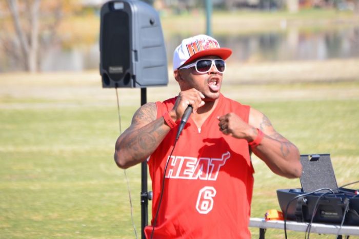 Former inmate turned Christian ministry leader Denis Avila performs at the Second Chance Month 5K in Denver, Colorado in April 2017.