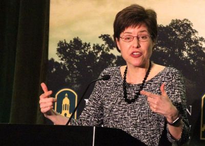 Melissa Rogers, a nonresident senior fellow of governance studies at Brookings Institution and faith adviser to former President Barack Obama, speaks during a panel discussion hosted by Baylor University in Washington, D.C. on April 24, 2018.