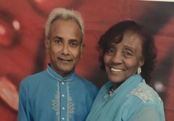 Ganesh Boodram (L), 61, and his wife Sallie Yancy-Boodram.