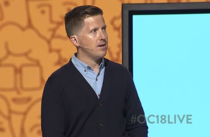 Author and former foster child Josh Shipp delivering remarks on Friday, April 27, 2018 at the Orange Conference, held in Atlanta, Georgia.