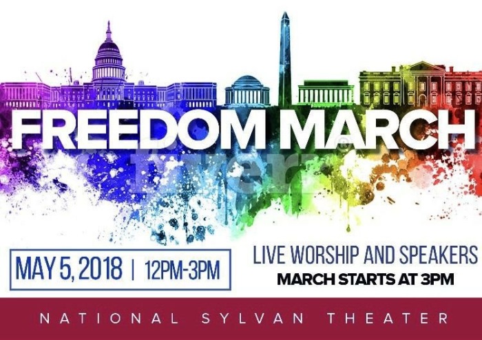 Freedom March, a worship service featuring former LBGT individuals sharing their stories to occur in Washington, D.C. on May 5, 2018.