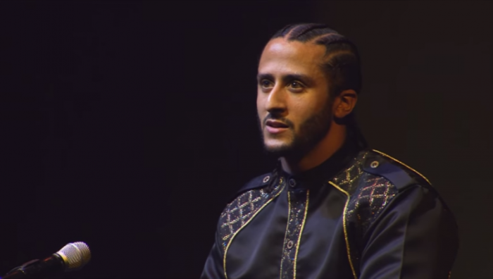 Colin Kaepernick delivers a powerful speech in Amsterdam after receiving Amnesty International's Ambassador of Conscience Award on April 21, 2018.